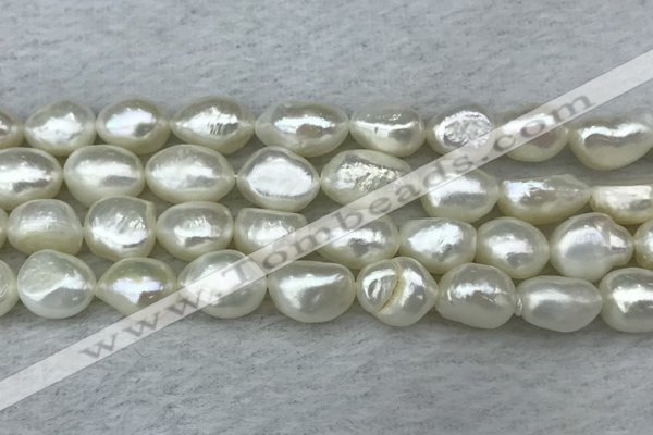 FWP286 15 inches 9mm - 10mm baroque white freshwater pearl strands