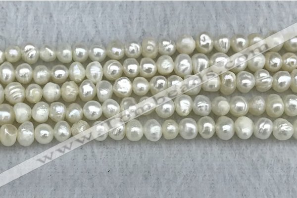 FWP30 14.5 inches 4.5mm potato white freshwater pearl strands