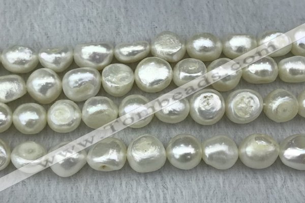 FWP302 15 inches 11mm - 12mm baroque white freshwater pearl strands