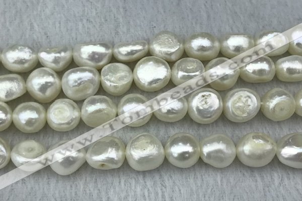 FWP302 15 inches 11mm - 12mm baroque white freshwater pearl strands