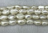 FWP304 15 inches 11mm - 12mm baroque white freshwater pearl strands