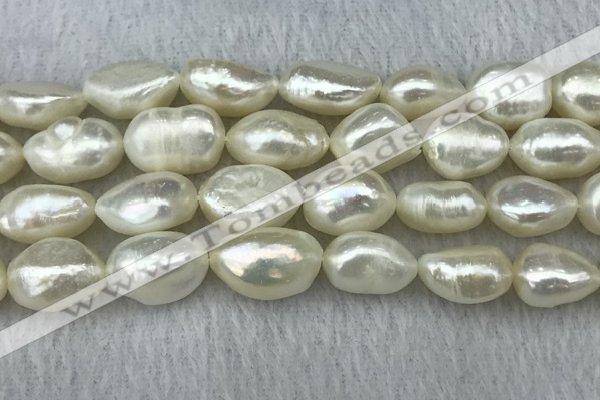 FWP304 15 inches 11mm - 12mm baroque white freshwater pearl strands