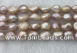 FWP306 15 inches 11mm - 12mm baroque purple freshwater pearl strands