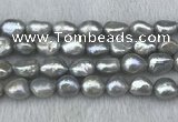 FWP307 15 inches 11mm - 12mm baroque grey freshwater pearl strands