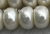 FWP332 15 inches 12mm - 13mm button white freshwater pearl strands