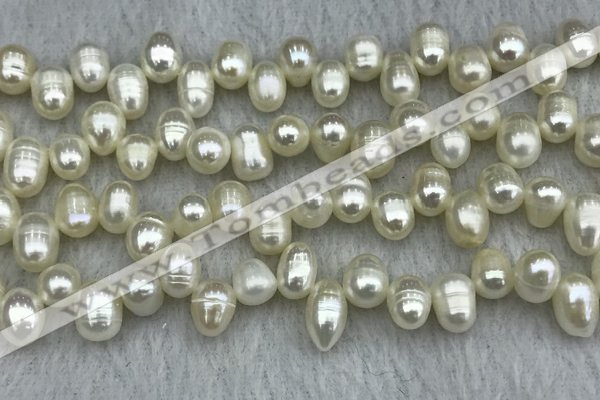 FWP340 Top-drilled 7mm - 8mm potato white freshwater pearl strands