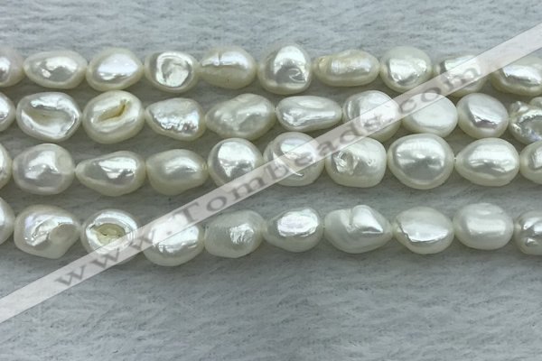 FWP350 15 inches 7mm - 8mm baroque white freshwater pearl strands