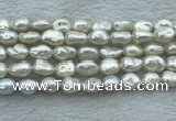 FWP351 15 inches 8mm - 9mm baroque white freshwater pearl strands