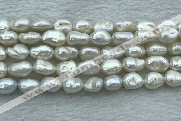 FWP351 15 inches 8mm - 9mm baroque white freshwater pearl strands