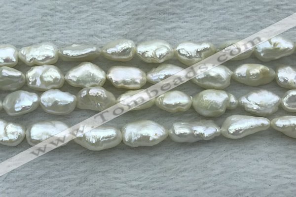 FWP353 15 inches 9mm - 10mm baroque white freshwater pearl strands