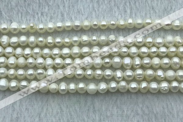 FWP38 14.5 inches 3mm - 4mm potato white freshwater pearl strands