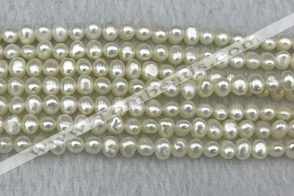 FWP40 14.5 inches 4mm - 5mm potato white freshwater pearl strands