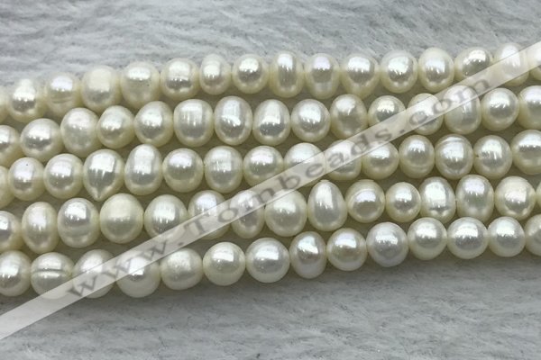 FWP44 14.5 inches 5mm - 5.5mm potato white freshwater pearl strands