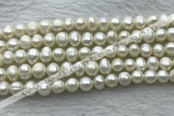 FWP44 14.5 inches 5mm - 5.5mm potato white freshwater pearl strands