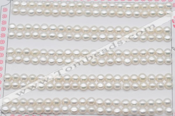 FWP452 half-drilled 4-4.5mm bread freshwater pearl beads