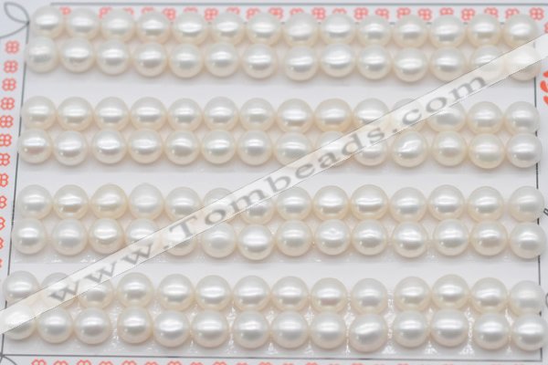 FWP456 half-drilled 6-6.5mm bread freshwater pearl beads