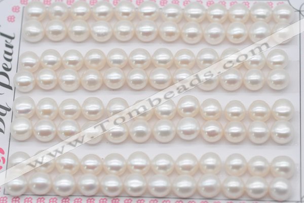 FWP458 half-drilled 7-7.5mm bread freshwater pearl beads