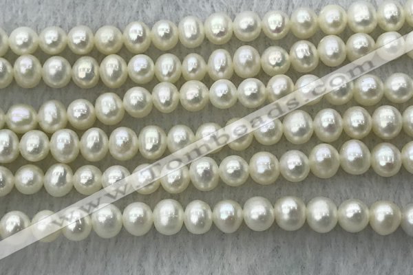 FWP46 14.5 inches 5mm - 6mm potato white freshwater pearl strands