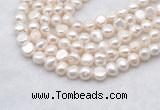 FWP490 14 inches 8mm - 9mm baroque white freshwater pearl strands