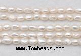 FWP496 14 inches 8mm - 9mm baroque white freshwater pearl strands