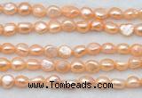 FWP497 14 inches 8mm - 9mm baroque pink freshwater pearl strands