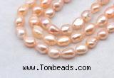 FWP501 14 inches 10mm - 11mm baroque pink freshwater pearl strands