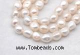 FWP504 14 inches 11mm - 12mm baroque white freshwater pearl strands