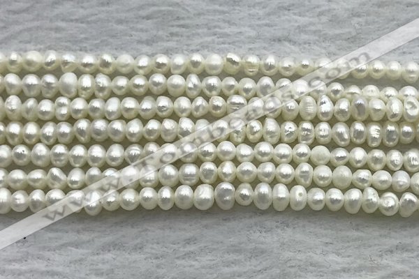 FWP51 14.5 inches 3mm - 4mm potato white freshwater pearl strands