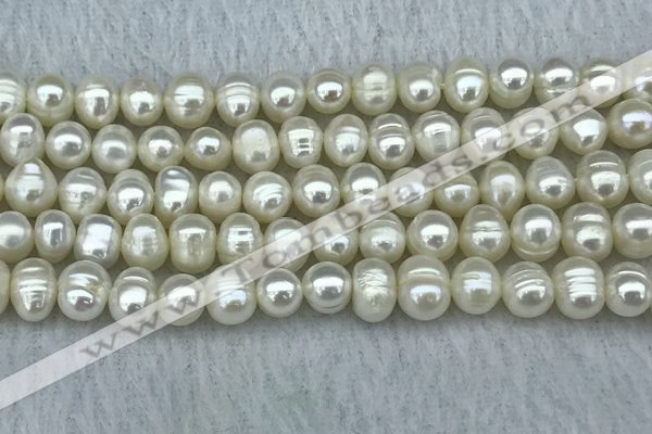 FWP55 15 inches 6mm - 7mm potato white freshwater pearl strands