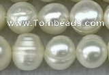 FWP56 15 inches 6mm - 7mm potato white freshwater pearl strands