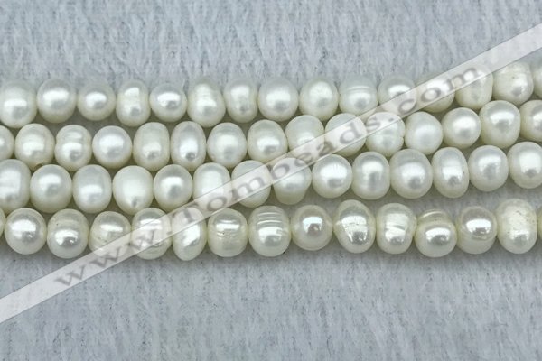 FWP65 15 inches 7mm - 8mm potato white freshwater pearl strands