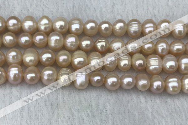 FWP69 15 inches 7mm - 8mm potato pink freshwater pearl strands