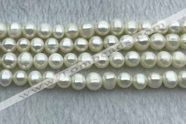 FWP71 15 inches 7mm - 8mm potato white freshwater pearl strands