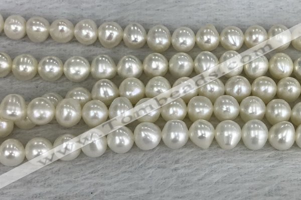 FWP79 15 inches 7mm - 8mm potato white freshwater pearl strands