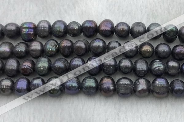 FWP92 15 inches 8mm - 9mm potato black freshwater pearl strands