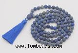 GMN1026 Hand-knotted 8mm, 10mm matte lapis lazuli 108 beads mala necklaces with tassel