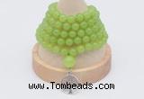 GMN1112 Hand-knotted 8mm candy jade 108 beads mala necklace with charm