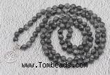 GMN1130 Hand-knotted 8mm, 10mm black labradorite 108 beads mala necklaces with charm