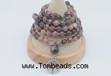 GMN1145 Hand-knotted 8mm, 10mm rhodonite 108 beads mala necklaces with charm