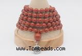 GMN1160 Hand-knotted 8mm, 10mm red jasper 108 beads mala necklaces with charm