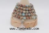 GMN1166 Hand-knotted 8mm, 10mm serpentine jasper 108 beads mala necklaces with charm