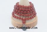 GMN1202 Hand-knotted 8mm, 10mm red agate 108 beads mala necklaces with charm