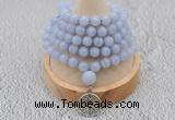 GMN1214 Hand-knotted 8mm, 10mm blue lace agate 108 beads mala necklaces with charm