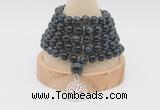 GMN1224 Hand-knotted 8mm, 10mm blue tiger eye 108 beads mala necklaces with charm