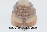 GMN1253 Hand-knotted 8mm, 10mm moonstone 108 beads mala necklaces with charm