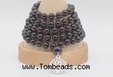 GMN1257 Hand-knotted 8mm, 10mm garnet 108 beads mala necklaces with charm