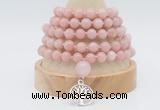 GMN1261 Hand-knotted 8mm, 10mm China pink opal 108 beads mala necklaces with charm