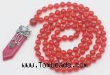 GMN1404 Hand-knotted 8mm candy jade 108 beads mala necklace with pendant
