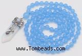 GMN1405 Hand-knotted 8mm candy jade 108 beads mala necklace with pendant