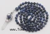 GMN1473 Hand-knotted 8mm, 10mm sodalite 108 beads mala necklace with pendant